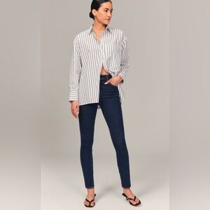 Abercrombie & Fitch Curve Love High Rise Super Skinny Ankle Jeans - Dark Wash